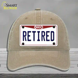 Retired Ohio Novelty License Plate Hat Unconstructed Cotton / Khaki