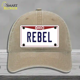 Rebel Ohio Novelty License Plate Hat Unconstructed Cotton / Khaki