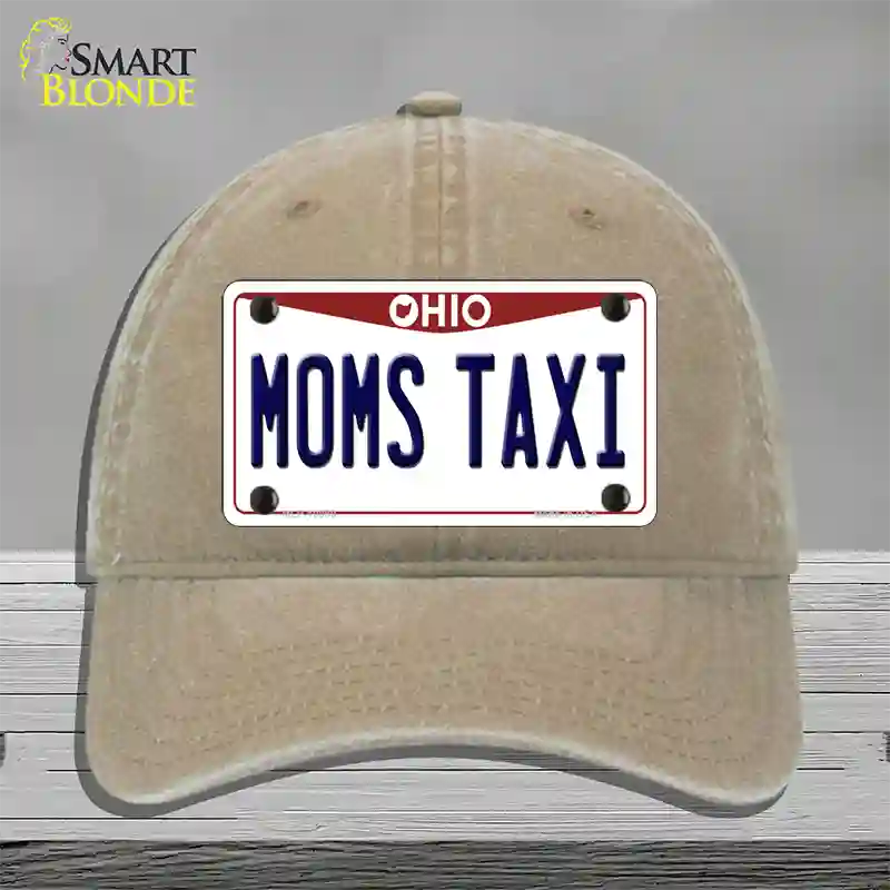 Moms Taxi Ohio Novelty License Plate Hat Unconstructed Cotton / Khaki