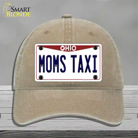 Moms Taxi Ohio Novelty License Plate Hat Unconstructed Cotton / Khaki