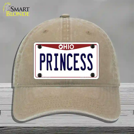 Princess Ohio Novelty License Plate Hat Unconstructed Cotton / Khaki