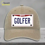 Golfer Ohio Novelty License Plate Hat Unconstructed Cotton / Khaki