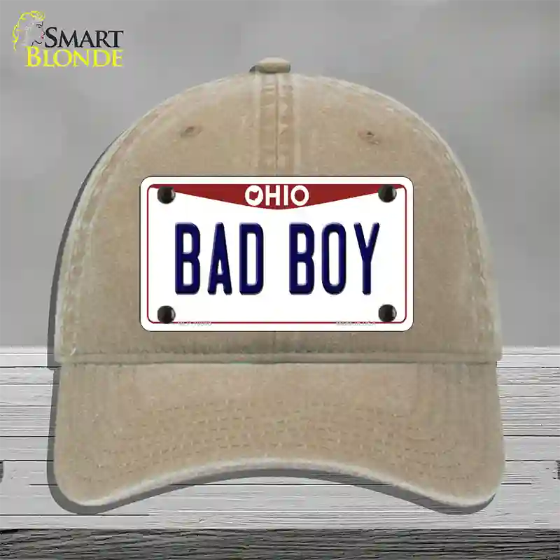 Bad Boy Ohio Novelty License Plate Hat Unconstructed Cotton / Khaki