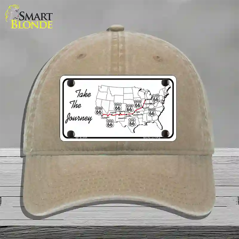 Take The Journey Novelty License Plate Hat Unconstructed Cotton / Khaki