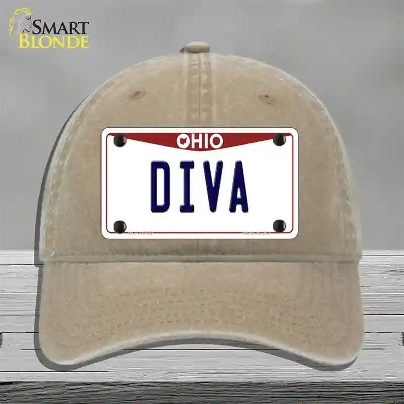 Diva Ohio Novelty License Plate Hat Unconstructed Cotton / Khaki