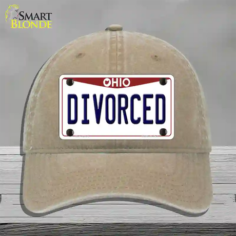 Divorced Ohio Novelty License Plate Hat Unconstructed Cotton / Khaki