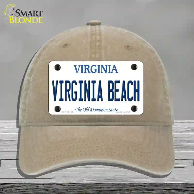 Virginia Beach Virginia Novelty License Plate Hat Unconstructed Cotton / Khaki