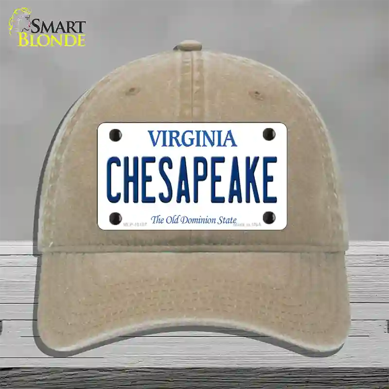 Chesapeake Virginia Novelty License Plate Hat Unconstructed Cotton / Khaki