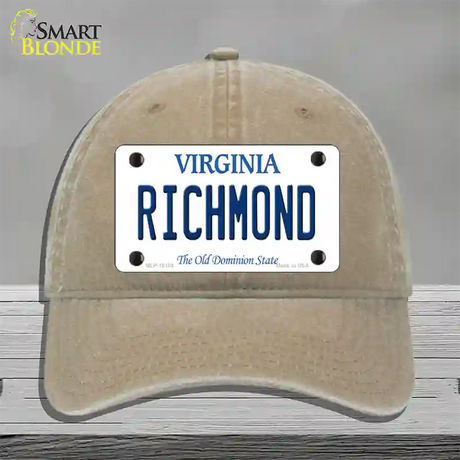 Richmond Virginia Novelty License Plate Hat Unconstructed Cotton / Khaki