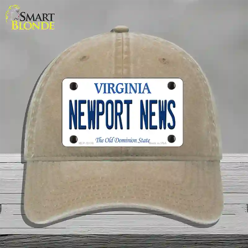 Newport News Virginia Novelty License Plate Hat Unconstructed Cotton / Khaki