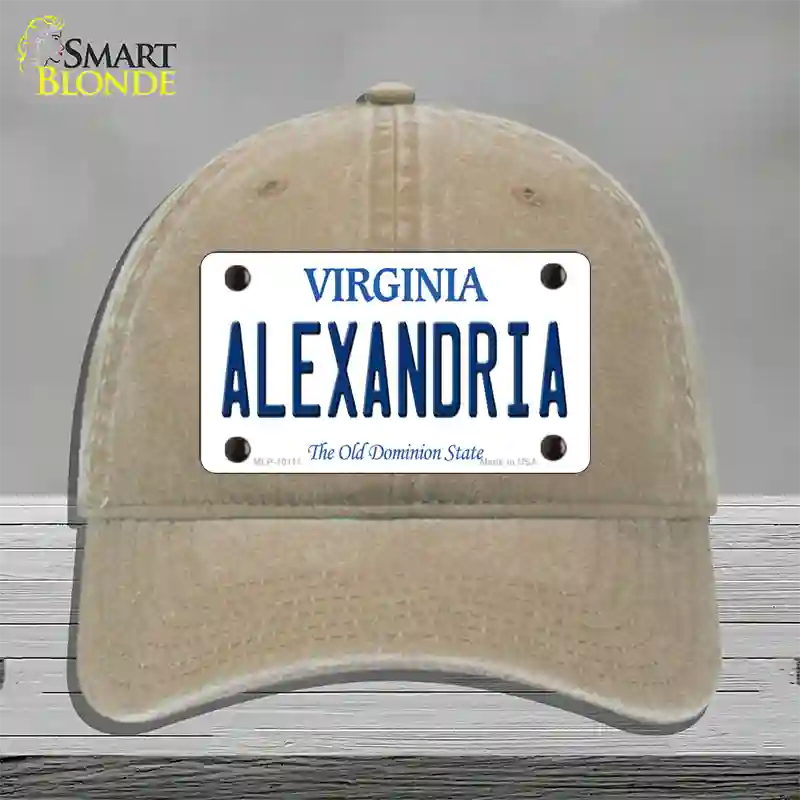 Alexandria Virginia Novelty License Plate Hat Unconstructed Cotton / Khaki