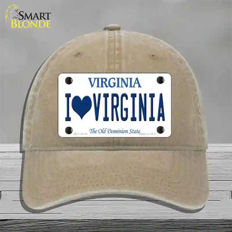 I Love Virginia Novelty License Plate Hat Unconstructed Cotton / Khaki