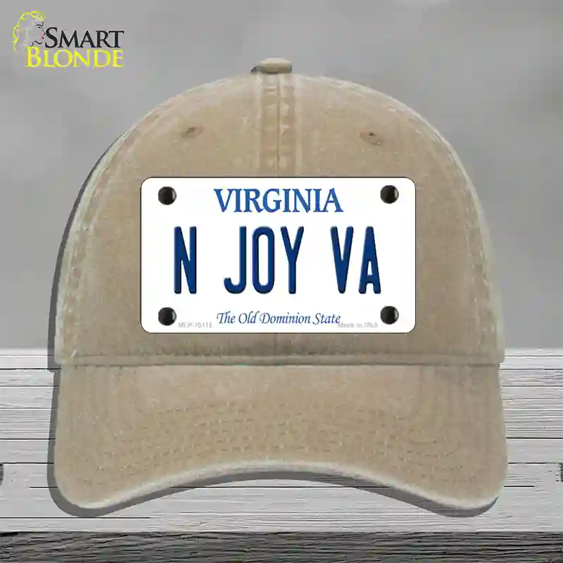 N Joy VA Virginia Novelty License Plate Hat Unconstructed Cotton / Khaki