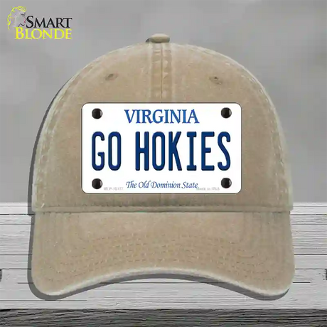 Go Hokies Virginia Novelty License Plate Hat Unconstructed Cotton / Khaki