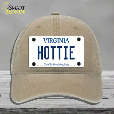 Hottie Virginia Novelty License Plate Hat Unconstructed Cotton / Khaki