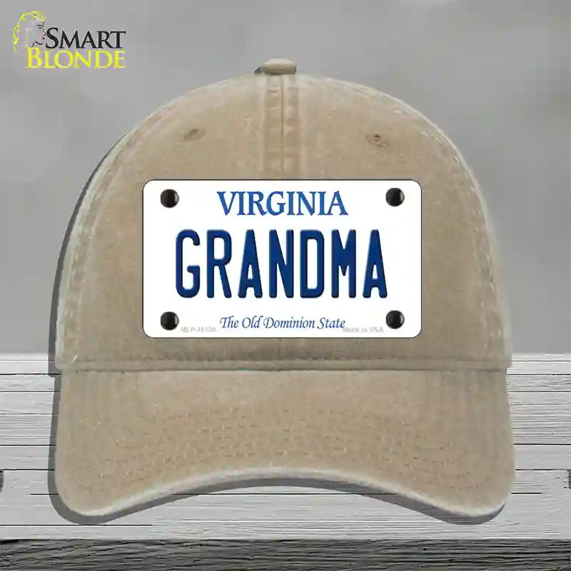 Grandma Virginia Novelty License Plate Hat Unconstructed Cotton / Khaki