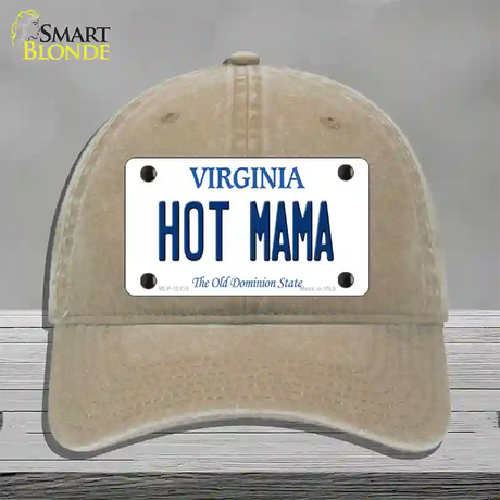 Hot Mama Virginia Novelty License Plate Hat Unconstructed Cotton / Khaki