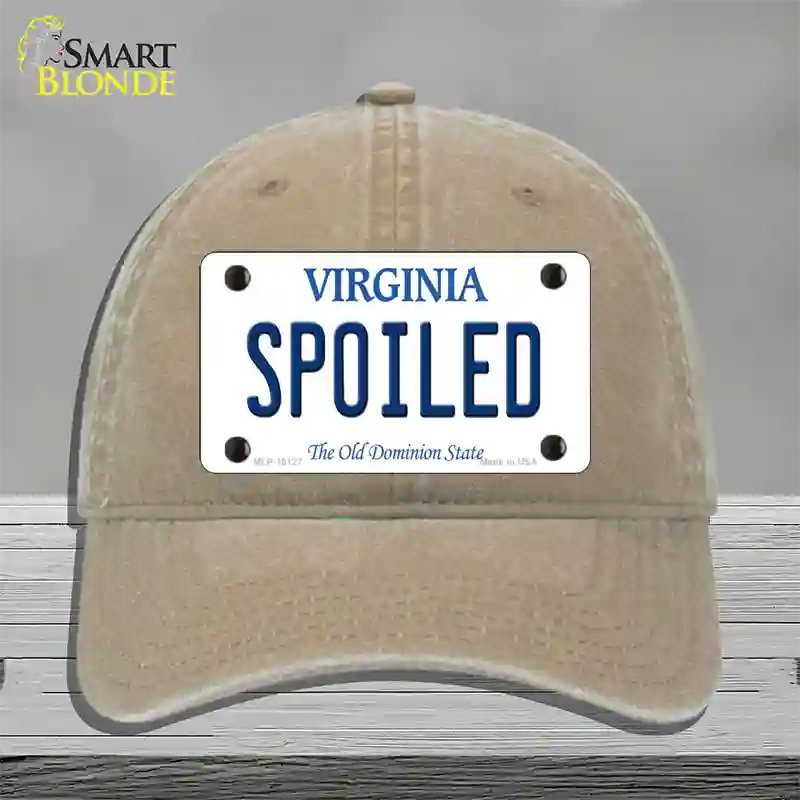 Spoiled Virginia Novelty License Plate Hat Unconstructed Cotton / Khaki