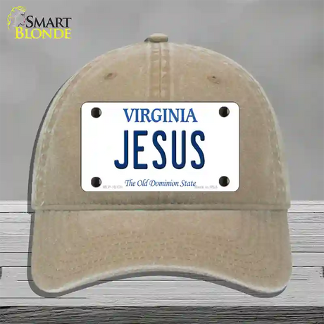 Jesus Virginia Novelty License Plate Hat Unconstructed Cotton / Khaki