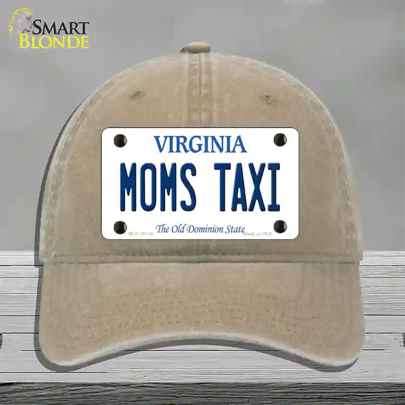 Moms Taxi Virginia Novelty License Plate Hat Unconstructed Cotton / Khaki