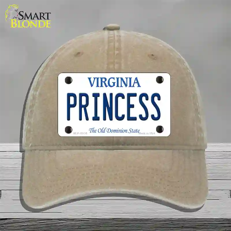 Princess Virginia Novelty License Plate Hat Unconstructed Cotton / Khaki