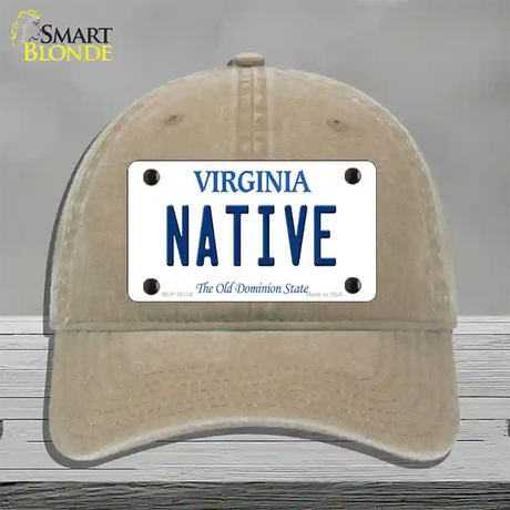 Native Virginia Novelty License Plate Hat Unconstructed Cotton / Khaki