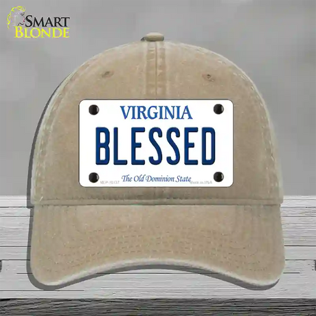 Blessed Virginia Novelty License Plate Hat Unconstructed Cotton / Khaki