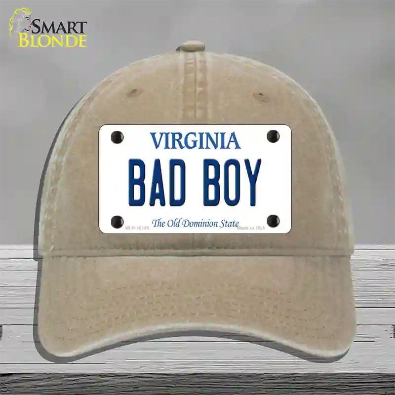 Bad Boy Virginia Novelty License Plate Hat Unconstructed Cotton / Khaki