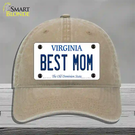 Best Mom Virginia Novelty License Plate Hat Unconstructed Cotton / Khaki