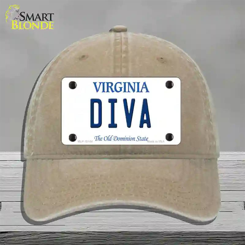 Diva Virginia Novelty License Plate Hat Unconstructed Cotton / Khaki