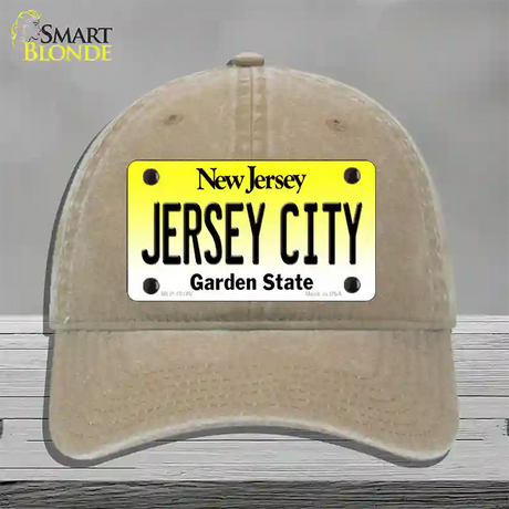 Jersey City New Jersey Novelty License Plate Hat Unconstructed Cotton / Khaki