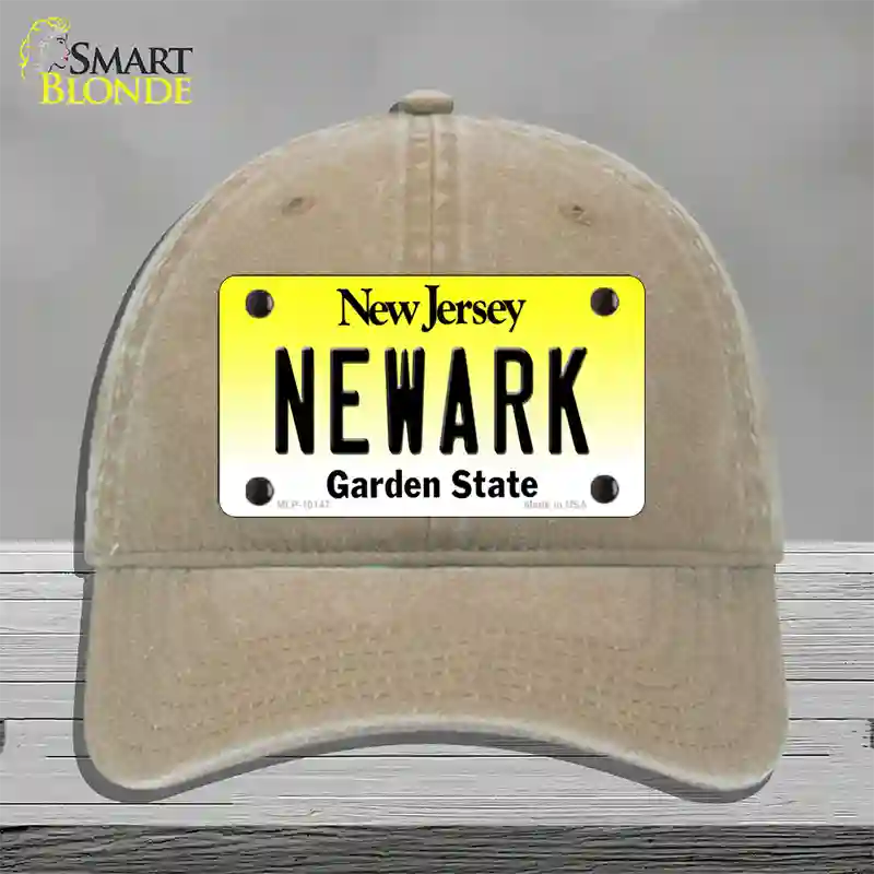 Newark New Jersey Novelty License Plate Hat Unconstructed Cotton / Khaki