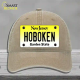 Hoboken New Jersey Novelty License Plate Hat Unconstructed Cotton / Khaki