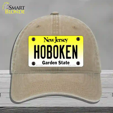 Hoboken New Jersey Novelty License Plate Hat Unconstructed Cotton / Khaki