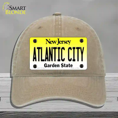 Atlantic City New Jersey Novelty License Plate Hat Unconstructed Cotton / Khaki