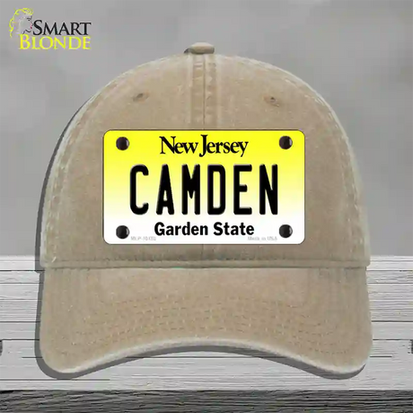 Camden New Jersey Novelty License Plate Hat Unconstructed Cotton / Khaki