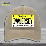 I Love Jersey New Jersey Novelty License Plate Hat Unconstructed Cotton / Khaki