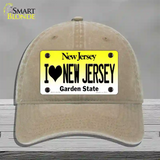 I Love New Jersey Novelty License Plate Hat Unconstructed Cotton / Khaki