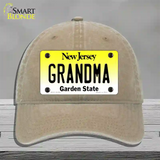 Grandma New Jersey Novelty License Plate Hat Unconstructed Cotton / Khaki