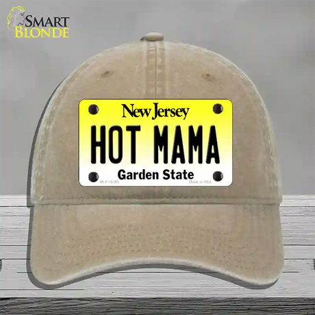 Hot Mama New Jersey Novelty License Plate Hat Unconstructed Cotton / Khaki