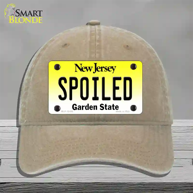 Spoiled New Jersey Novelty License Plate Hat Unconstructed Cotton / Khaki