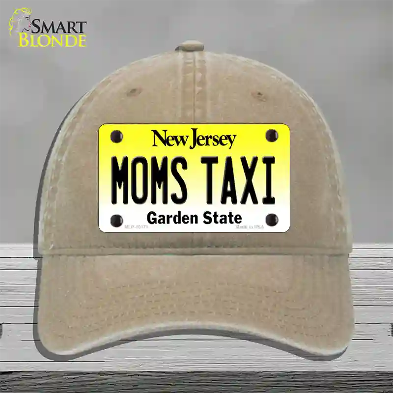 Moms Taxi New Jersey Novelty License Plate Hat Unconstructed Cotton / Khaki