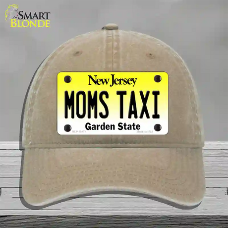 Moms Taxi New Jersey Novelty License Plate Hat Unconstructed Cotton / Khaki