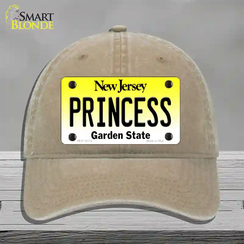 Princess New Jersey Novelty License Plate Hat Unconstructed Cotton / Khaki