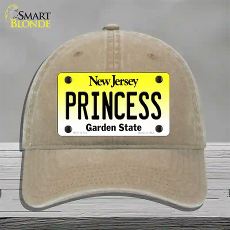 Princess New Jersey Novelty License Plate Hat Unconstructed Cotton / Khaki