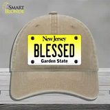 Blessed New Jersey Novelty License Plate Hat Unconstructed Cotton / Khaki