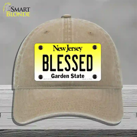 Blessed New Jersey Novelty License Plate Hat Unconstructed Cotton / Khaki