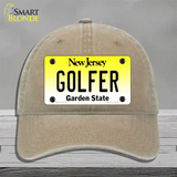 Golfer New Jersey Novelty License Plate Hat Unconstructed Cotton / Khaki