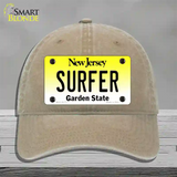 Surfer New Jersey Novelty License Plate Hat Unconstructed Cotton / Khaki