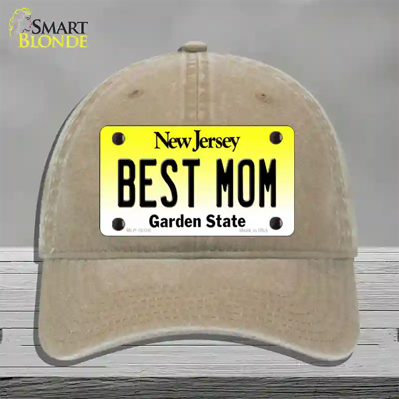 Best Mom New Jersey Novelty License Plate Hat Unconstructed Cotton / Khaki